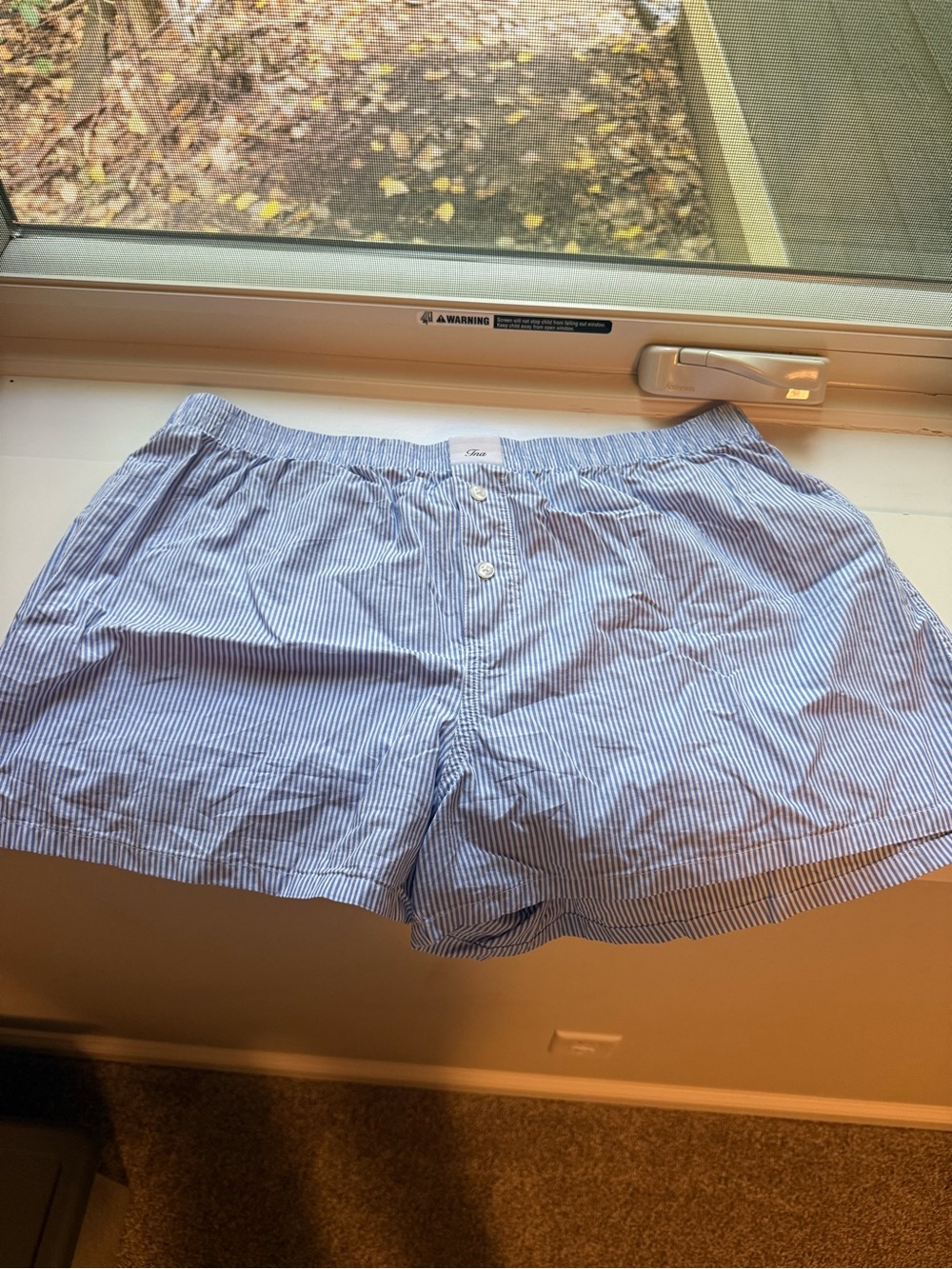 TNA Blue and White Pinstripe Women's Pajama Shorts